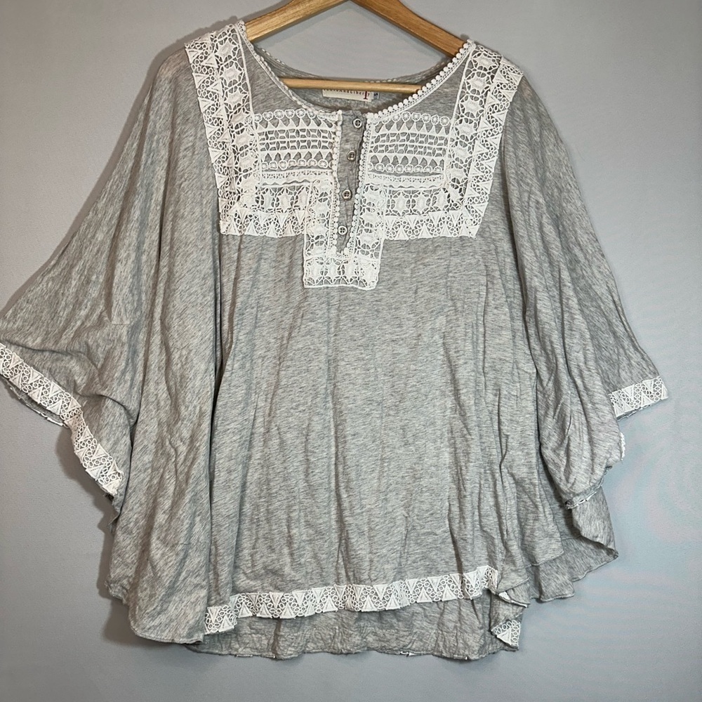 Johnny Was 4 Love and Liberty Womens Size S Tunic Top Blouse Boho Trim Lace - Picture 12 of 12